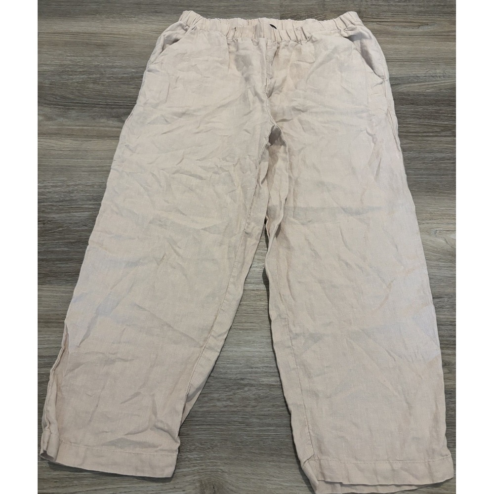 Quince 100% European Linen Men's Large Beige Elastic Beige Beach Pants Driftwood